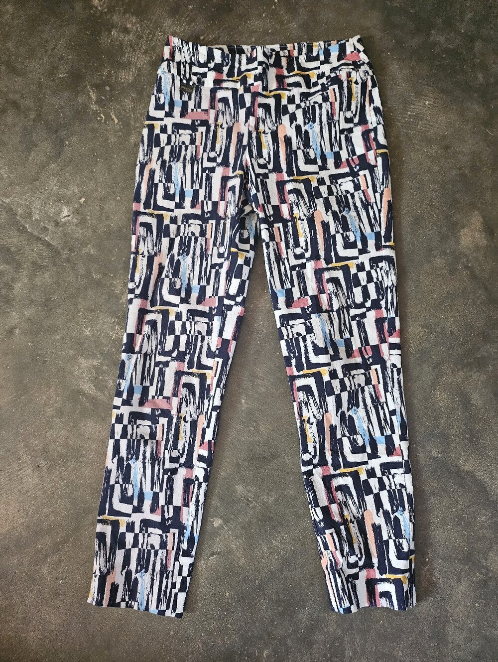 Lisette Montreal Abstract Geometric Print Ellen Retro Slim Stretch Pants 4